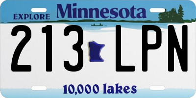 MN license plate 213LPN