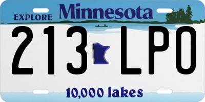 MN license plate 213LPO