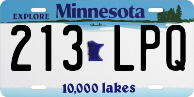 MN license plate 213LPQ