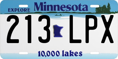MN license plate 213LPX