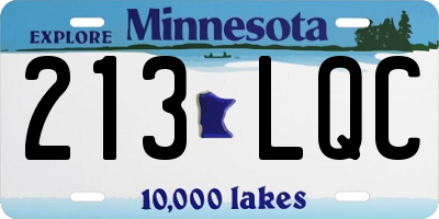MN license plate 213LQC