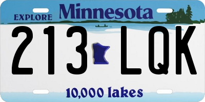 MN license plate 213LQK