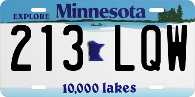 MN license plate 213LQW