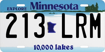 MN license plate 213LRM