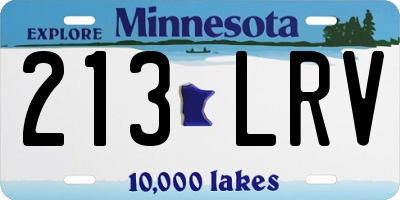 MN license plate 213LRV