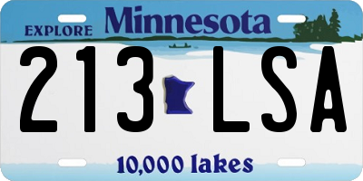 MN license plate 213LSA