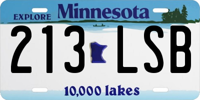 MN license plate 213LSB