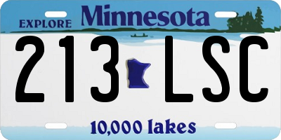 MN license plate 213LSC