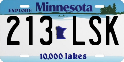 MN license plate 213LSK