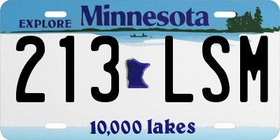 MN license plate 213LSM