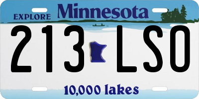 MN license plate 213LSO