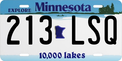MN license plate 213LSQ