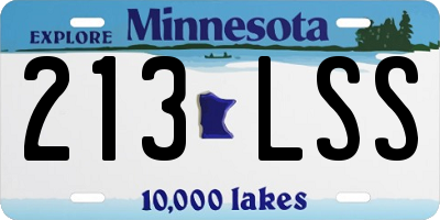 MN license plate 213LSS