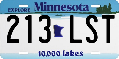 MN license plate 213LST