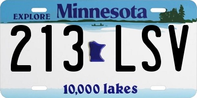 MN license plate 213LSV