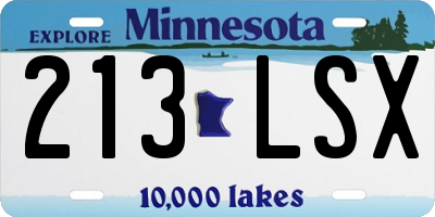 MN license plate 213LSX