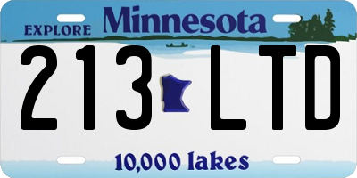 MN license plate 213LTD