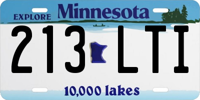 MN license plate 213LTI
