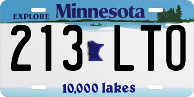 MN license plate 213LTO