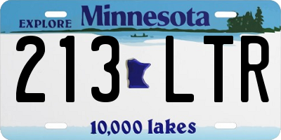 MN license plate 213LTR
