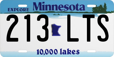 MN license plate 213LTS