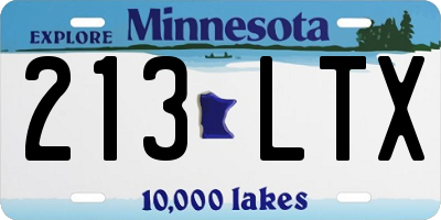 MN license plate 213LTX