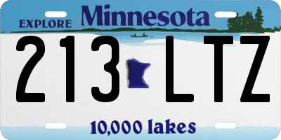MN license plate 213LTZ