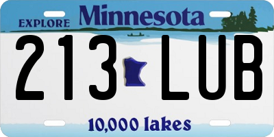 MN license plate 213LUB