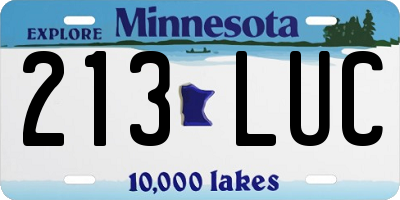MN license plate 213LUC