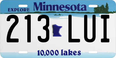 MN license plate 213LUI