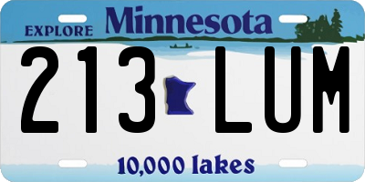 MN license plate 213LUM