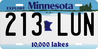 MN license plate 213LUN