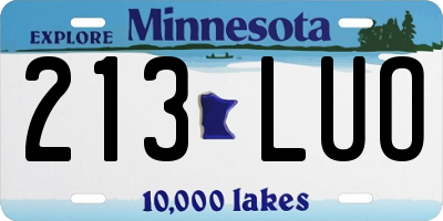 MN license plate 213LUO