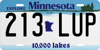 MN license plate 213LUP