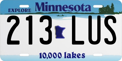 MN license plate 213LUS