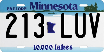 MN license plate 213LUV