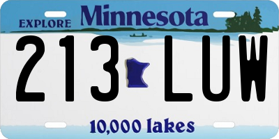 MN license plate 213LUW