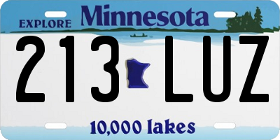 MN license plate 213LUZ