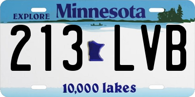 MN license plate 213LVB