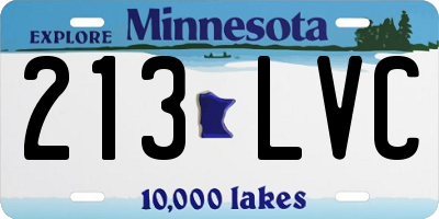 MN license plate 213LVC