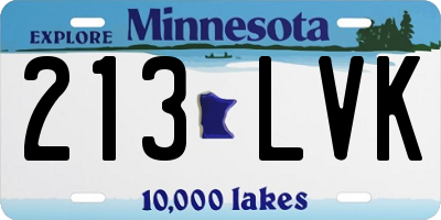 MN license plate 213LVK