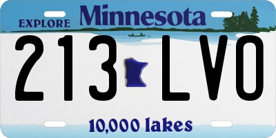 MN license plate 213LVO