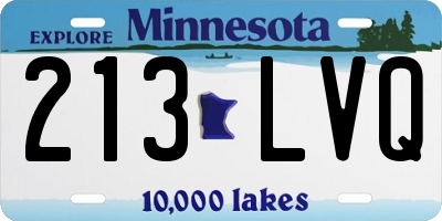 MN license plate 213LVQ