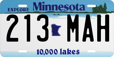MN license plate 213MAH
