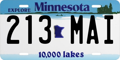 MN license plate 213MAI