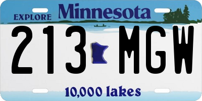 MN license plate 213MGW