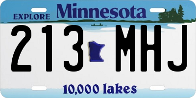 MN license plate 213MHJ