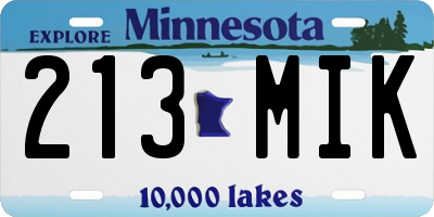 MN license plate 213MIK