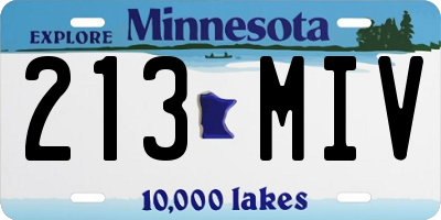 MN license plate 213MIV