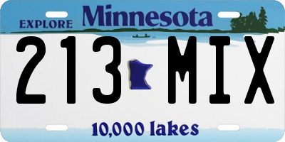 MN license plate 213MIX
